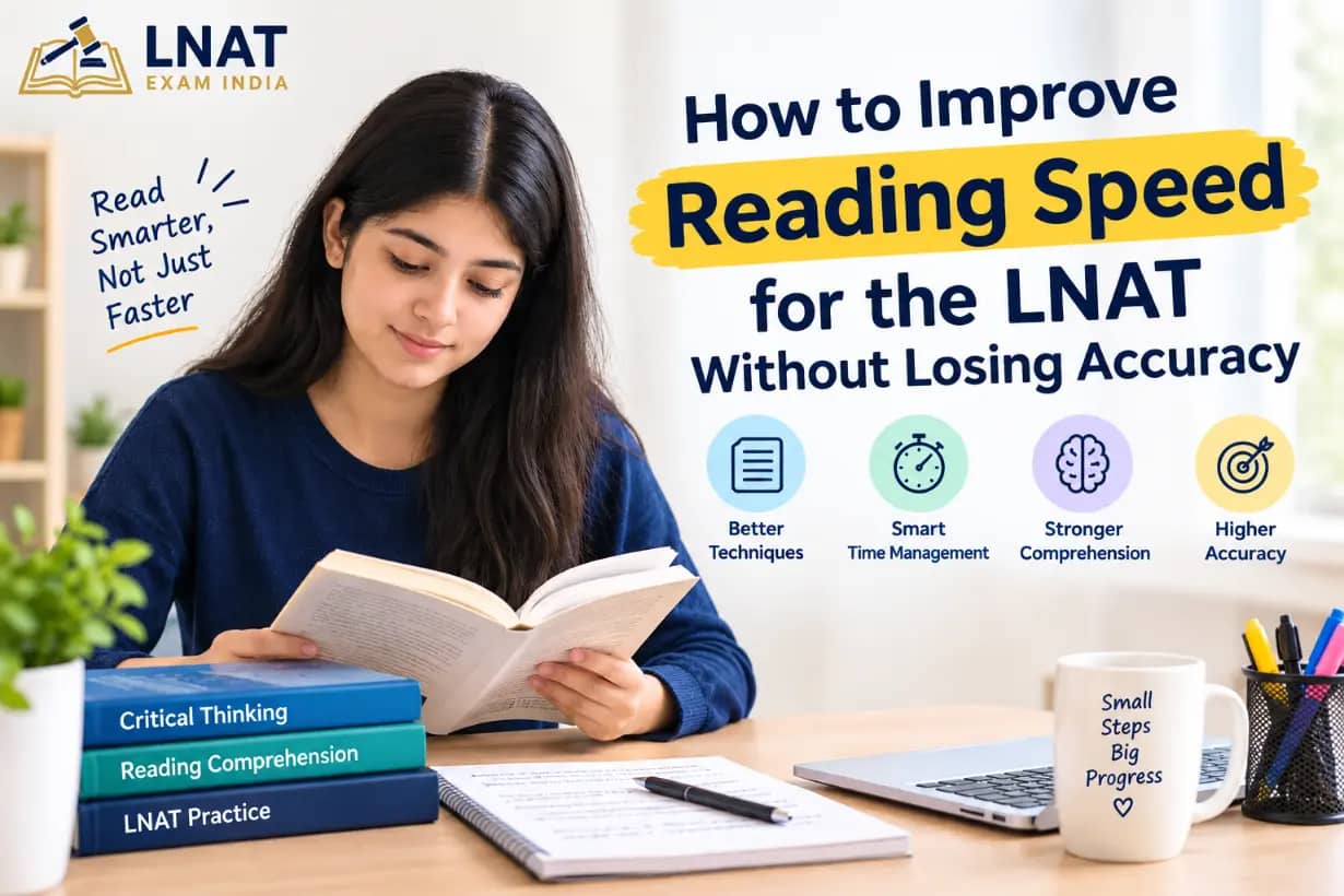Student using LNAT reading speed techniques to improve reading speed for the LNAT without losing accuracy