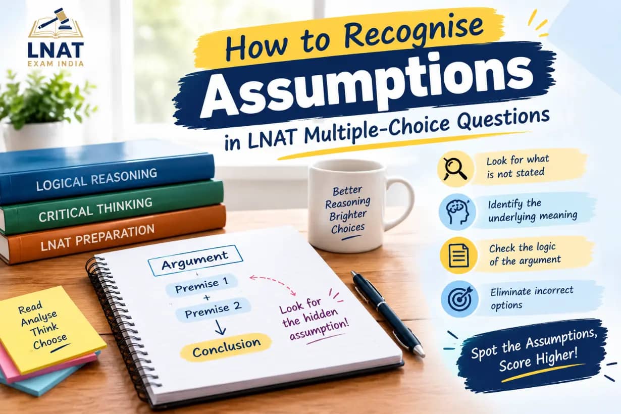 Student marking the conclusion and premises to recognise assumptions in LNAT multiple choice questions
