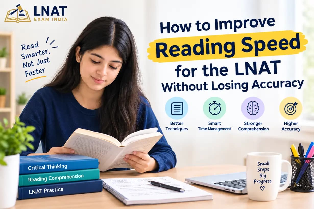 Student using LNAT reading speed techniques to improve reading speed for the LNAT without losing accuracy